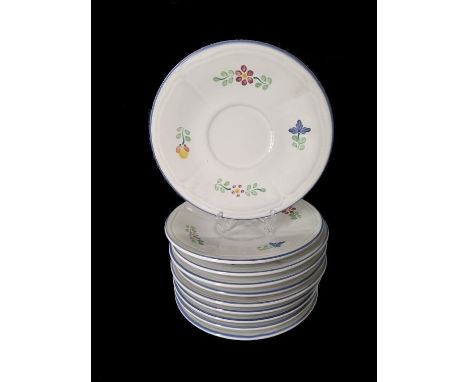 Herend, Hungarian porcelain manufacturer Each ceramic saucer has been hand-painted with a floral design and has the Herend Ma