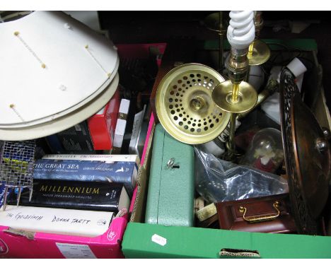 Pipe Stand, quartz mantel clock, C.D's, photo frames, books, table lamps etc:- Two Boxes