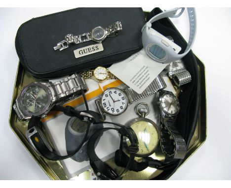 A Mixed Lot of Assorted Wristwatches, including Cortebert Envoy Huntermatic, Timex, Lorus, openface pocket watch etc:- One Tr