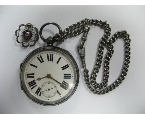 A Chester Hallmarked Silver Cased Openface Pocketwatch, the white dial with bold black Roman numerals and seconds subsidiary 