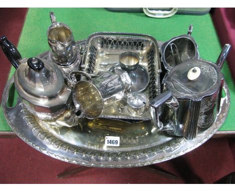 Plated Three Piece Tea Service, two cake baskets, oval tray, etc.