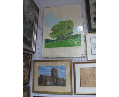 Portrait of a Tree IV, Limited Edition Screen Print, 92/100, signed lower right in pencil N Lu-onI? 1979; R. Walker, pastel o