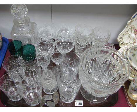 Whisky Decanter, tumblers, wines, Campagna vase, etc:- One Tray