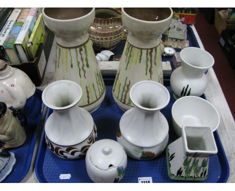 Radford Pottery Vases and Jam Pot:- One Tray