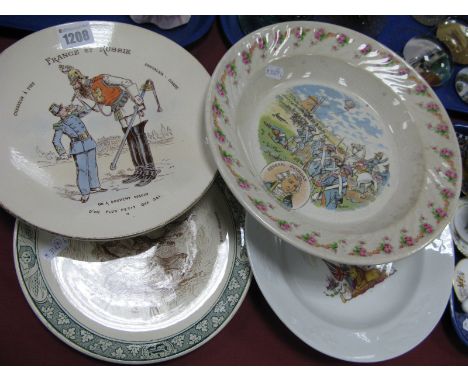Four Military Commemorative Plates:- A circa 1850's Sarreguemines dish depicting General Jourdan (French Military Commander 1