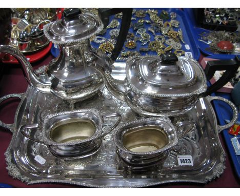 Viners 'Alpha Plate' Four Piece Tea Service; together with serving tray.