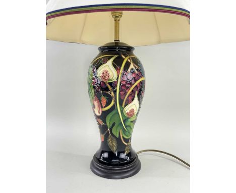 MOORCROFT POTTERY 'QUEENS CHOICE' LAMP & SHADE, decorated with succulent grapes, ripe figs and peaches, inspired by Titania’s