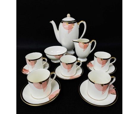 ROYAL DOULTON BONE CHINA 'TANGO' PART COFFEE SET comprising coffee pot, cream jug, sucrier, five coffee cans and six saucers,
