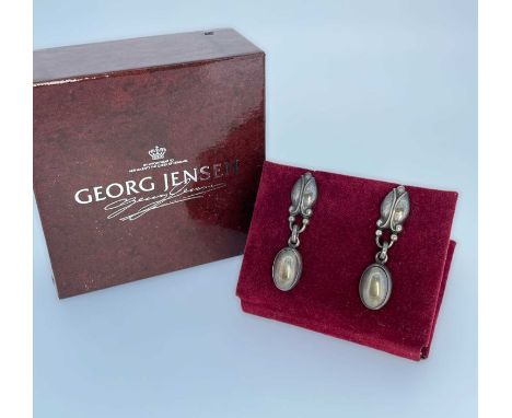 PAIR OF GEORG JENSEN SILVER DROP EARRINGS, No 17, 6.8gms, in vintage Georg Jensen boxProvenance: private collection Bridgend 