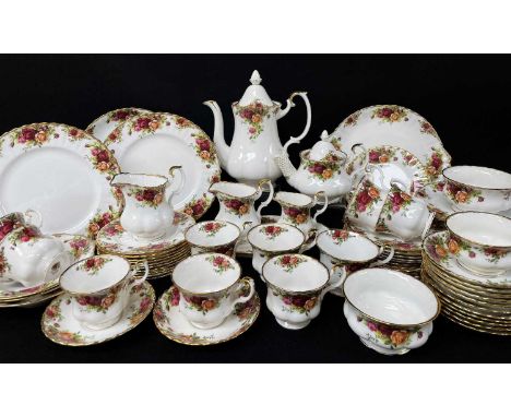 ASSORTED ROYAL ALBERT BONE CHINA 'OLD COUNTRY ROSES' DINNERWARES including twenty-one teacups, twenty-one saucers, twenty-one