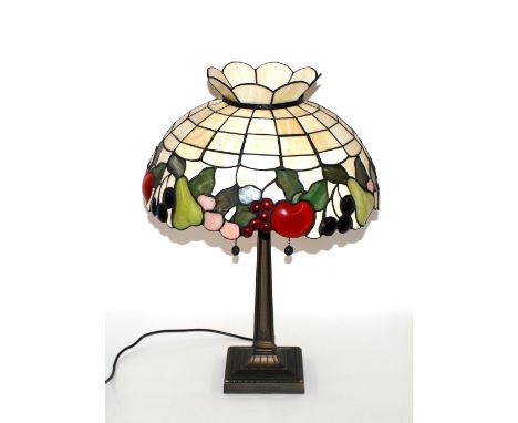 A bronzed Tiffany style table lamp, 63cm high