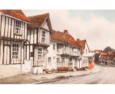 R Siger, study of The Street Lavenham, Suffolk, initialled watercolour, 32cm x 47cm