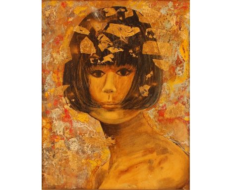 Karlos Kis, (Uruguay Circa 1969) portrait study entitled "Rosto 1", oil on canvas 48.5cm x 38cm, gallery label verso