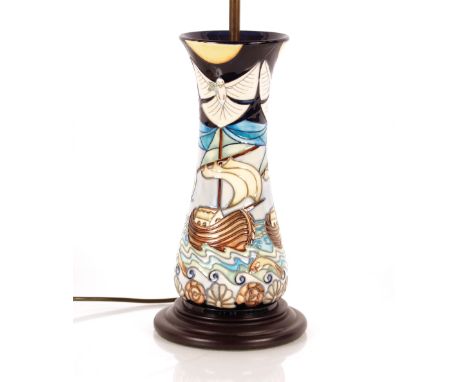 A Moorcroft "Winds of Change" baluster table lamp, 34cm high, complete with silk shade