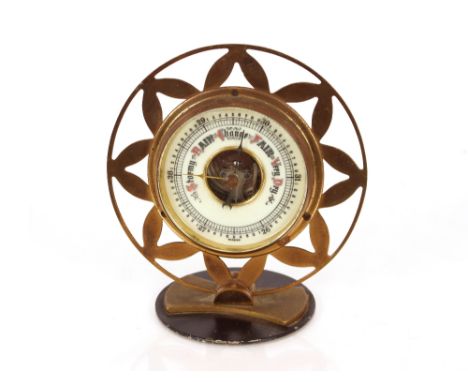 A brass Art Deco desk barometer