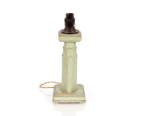 An Art Deco design reeded column lamp base, 30cm high overall
