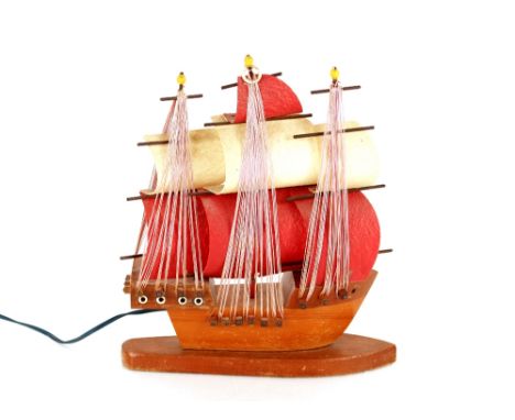 An Art Deco design table lamp, in the form of a galleon in full sail, 26.5cm high 