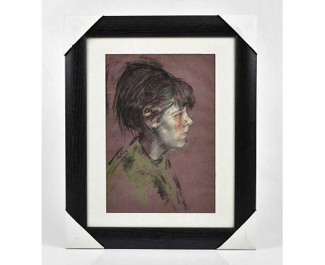 † HAROLD FRANCIS RILEY DL DLITT FRCS DFA ATC (1934-2023); pastel, portrait in the side profile of a girl, signed, 29 x 20cm, 