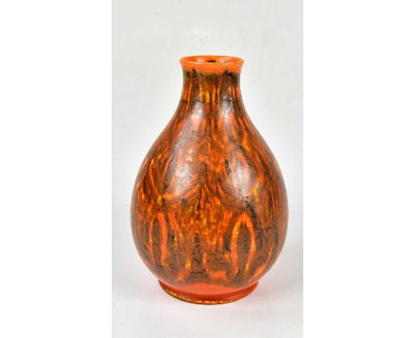 WILLIAM S MYCOCK FOR ROYAL LANCASTRIAN; an orange vermillion vase, with stylised decoration, impressed marks and numbered 211