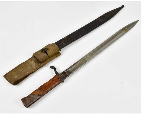 An early 19th century German Mauser bayonet, with scabbard and frog.