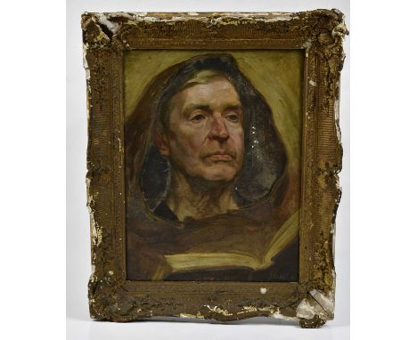 RIDLEY; oil on canvas, portrait of a gentleman wearing a cloak, 40 x 29cm.