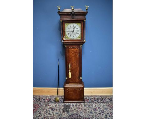 THOMAS ASHTON, MACCLESFIELD; an 18th century eight day longcase clock, the silvered dial set with Roman numerals and subsidia