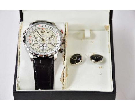 ROTARY; a quartz gentleman's wristwatch, boxed with cufflinks.