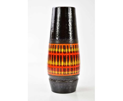 POOLE POTTERY; a large ceramic vase with stylised decoration heightened in orange on a black ground, height 40cm.Condition Re