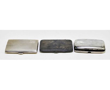W.H HASELER LTD; a George V hallmarked silver cigarette case, Birmingham 1916, together with two further hallmarked silver ci