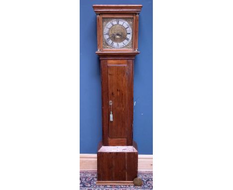 CORRIE, LANGHOLM; a 19th century pitch pine cased thirty hour country longcase clock, the square brass dial signed Corrie, La