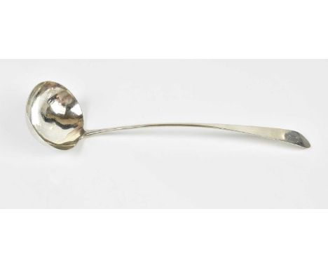 A George III hallmarked silver ladle, Edinburgh 1798, approx weight 5.13ozt/159.5g.Condition Report: Hallmarks are rather rub
