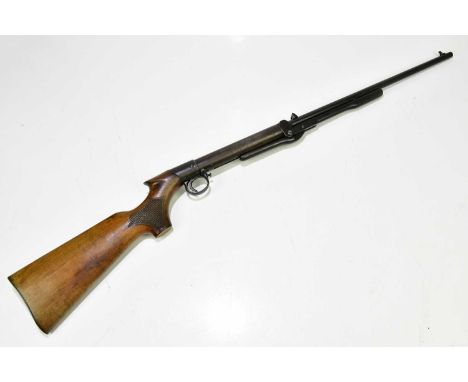 BSA; a Lincoln Jeffries improved model D .177 underlever tap loading air rifle, with chequered walnut stock, overall length 9