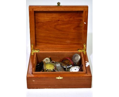 A quantity of pocket watches and some wristwatches to include Stoptim, Timex, Roxa, Saumont, etc.
