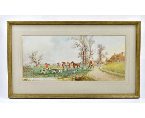 ARTHUR WILLETT; watercolour, hunting scene, signed lower right, 54 x 24cm, framed and glazed.
