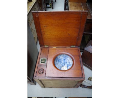 A late 19th/early 20th century mahogany&nbsp;campaign box commode, 60cm wide. 