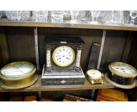 A brass bulkhead aneroid barometer, the 7½in enamel dial inscribed 'A Masselin, a Nantes', (glass cracked); together with a s