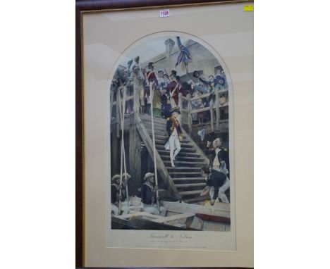 After A C Gow, 'Farewell to Nelson', colour lithograph, I.60.5 x 38cm arched. 