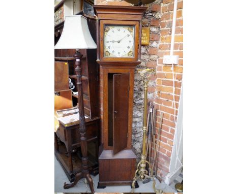 An early 19th century oak 30 hour longcase clock,&nbsp;the 11in square painted dial inscribed 'J Miller, Kingsclere', 190.5cm