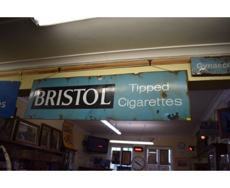 A vintage 'Bristol Tipped Cigarettes' enamel sign,&nbsp;43 x 153cm. 