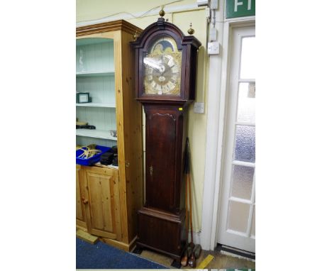 A George III oak and mahogany crossbanded eight day longcase clock,&nbsp;the 12¾in brass and silvered dial inscribed 'Seddon,