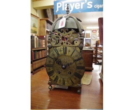 A 17th century and later brass lantern clock, the 6.5in dial inscribed 'G Thatcher, Cranbrook', 38cm high,&nbsp;(movement ass