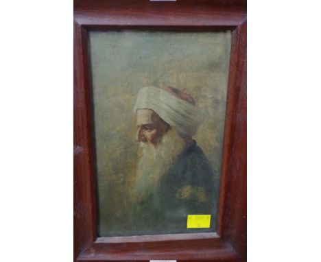 * Keschner, profile portrait of a bearded gentleman with a turban, signed, oil on board, 23 x 15.5cm; together with another o