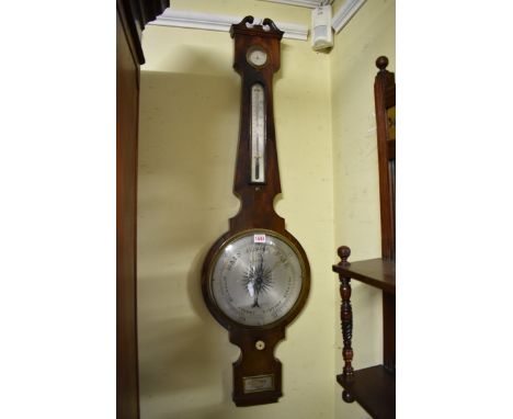 A 19th century mahogany four dial banjo barometer,&nbsp;inscribed 'A Martinelli, 70 Union St, Boro', 109.5cm high.&nbsp; 