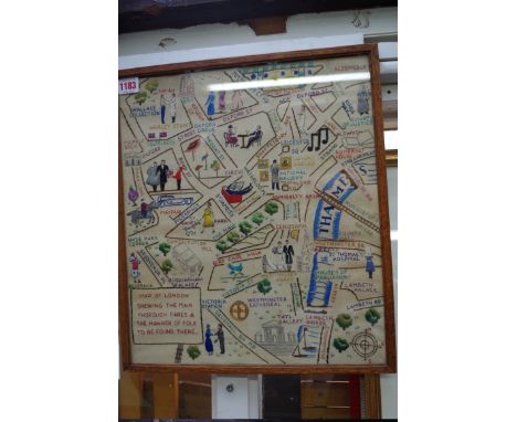 An unusual vintage sampler of central London,&nbsp;40 x 35cm. 