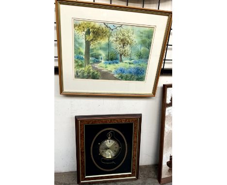 Vernon HillA footpath through a wooded landscapeWatercolourSigned Together with a framed wall clock