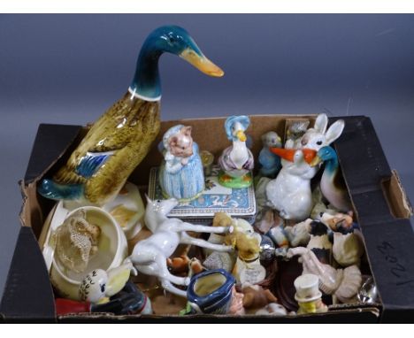 POTTERY &amp; PORCELAIN ANIMAL FIGURINES ETC, makers include USSR, Wade, Beswick, Royal Doulton ETC