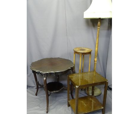 VINTAGE FURNITURE PARCEL, four pieces to include an Edwardian two-tier side table with shaped top, two tier oak side table, a