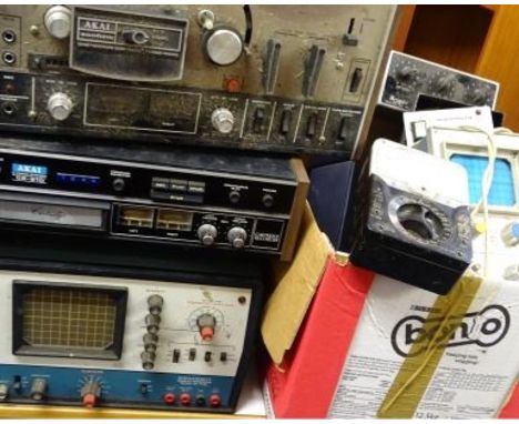 AKAI RECORDING and other radio monitoring equipment, to include a CR-81D eight track stereo cartridge recorder, a 4000DS reel