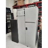 +VAT 3 metal cabinets with stock contents comprising of electronic circuit boards, hot drink