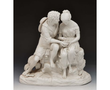 Copeland PorcelainStatuary Parian model 'Paul' and 'Virginia', 30cm